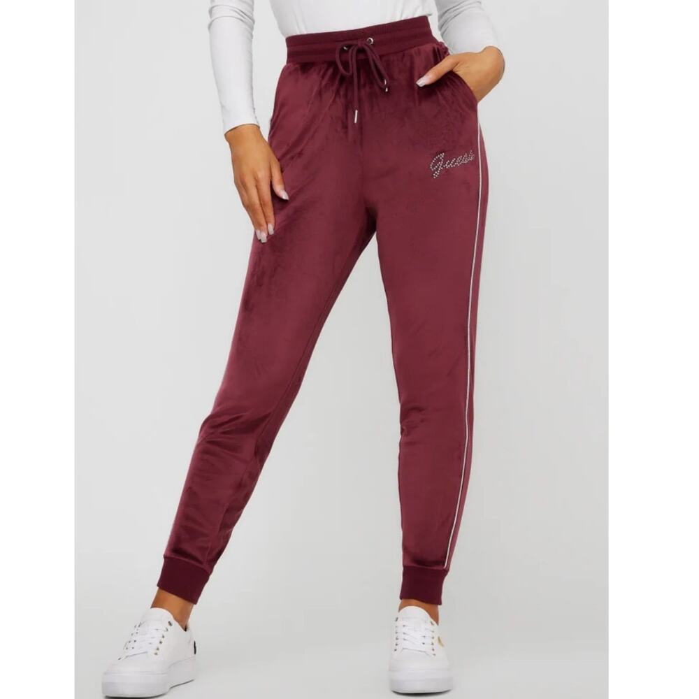 Guess Deck Velour Woman Jogger Black Size XL NWT $49